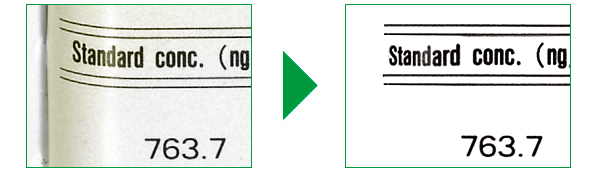 歪みや黄ばみの補正